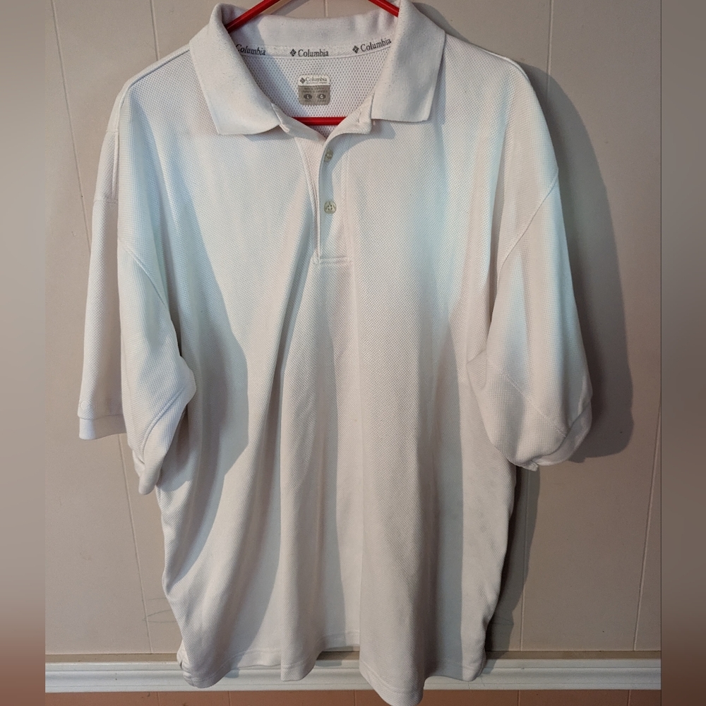 Columbia PFG Vented Polo Shirt White Mens Large Embroidered